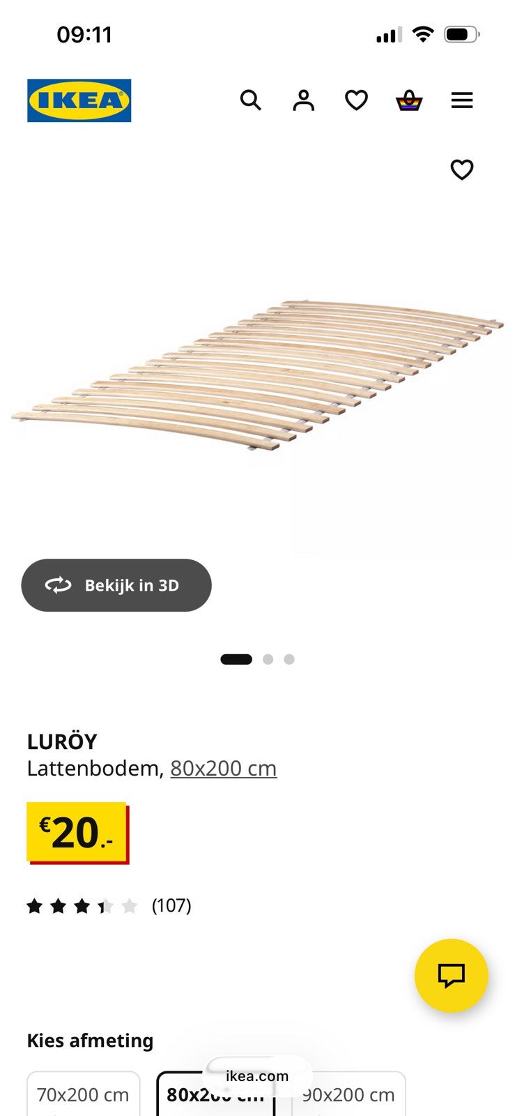 Luroy lattenbodem 80 x 200, Ophalen, Eenpersoons, Zo goed als nieuw, 80 cm