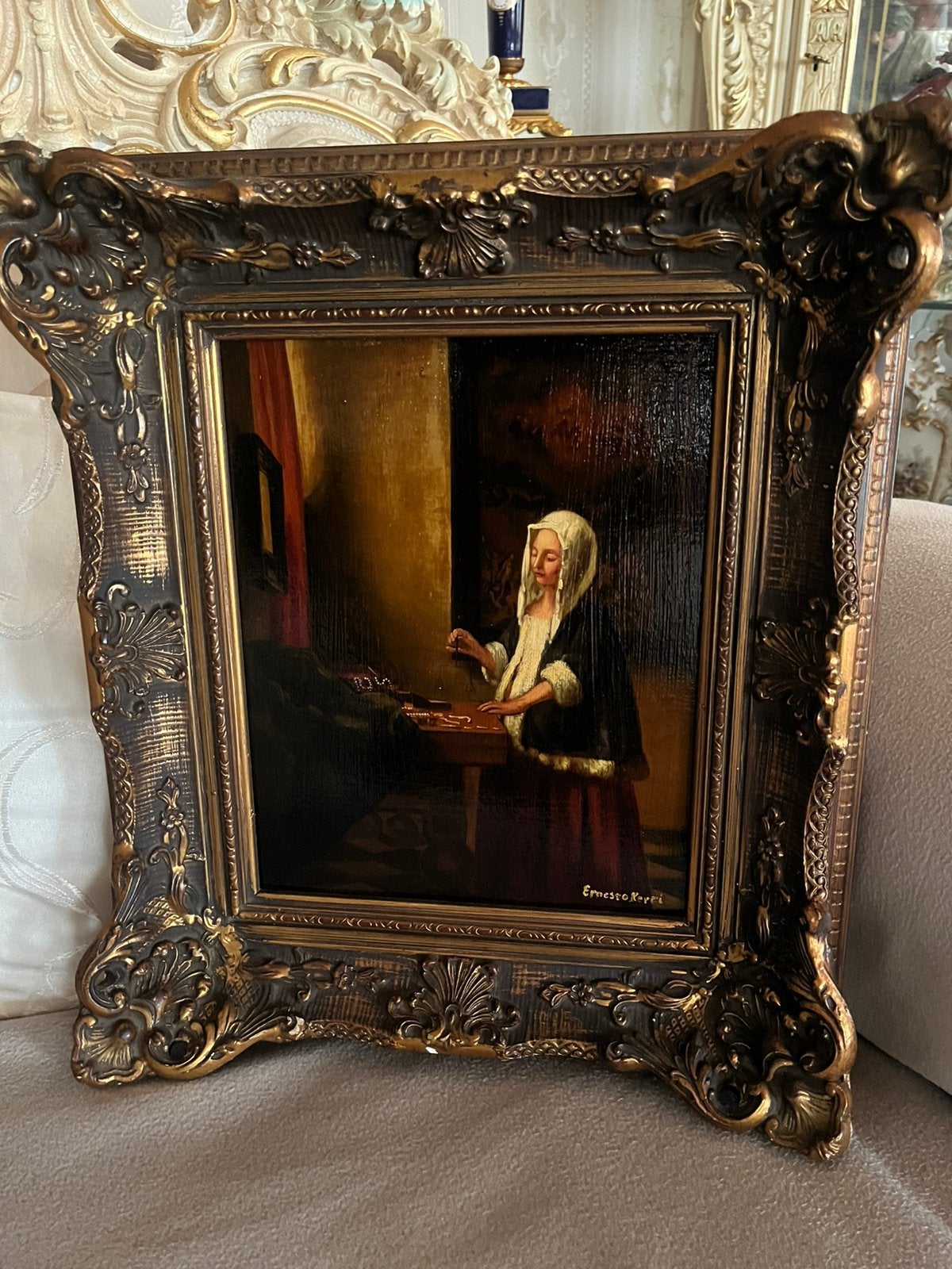 Prachtige oude olieverf portret schilderij, Ophalen