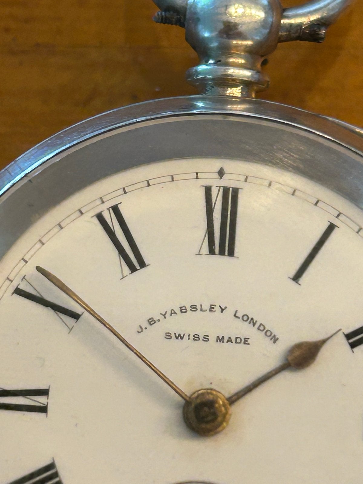 Zeldzaam J.B. Yabsley Zakhorloge met 925 Zilveren Ketting, Overige merken, Zakhorloge, Ophalen of Verzenden, Met ketting