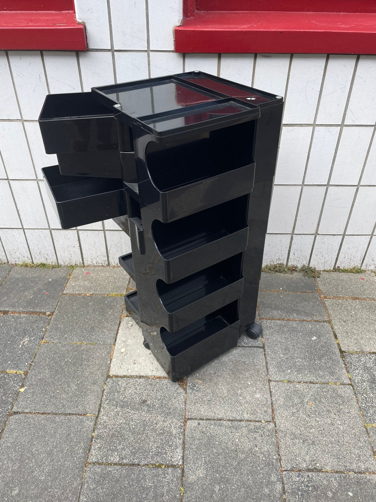 Boby trolley , Joe Colombo, Ophalen, Zwart, 94 cm, Beweegbaar