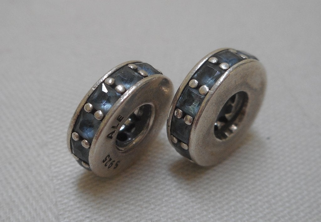Pandora zilveren set spacers hemelsblauwe eeuwigheid nr.1001, Verzenden, Pandora, Zo goed als nieuw, 2 of 3 bedels