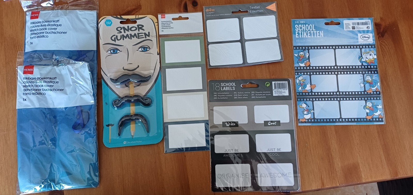 Complete schoolset: wiskundeset, boekenkaften & etiketten, Diversen, Ophalen, Nieuw