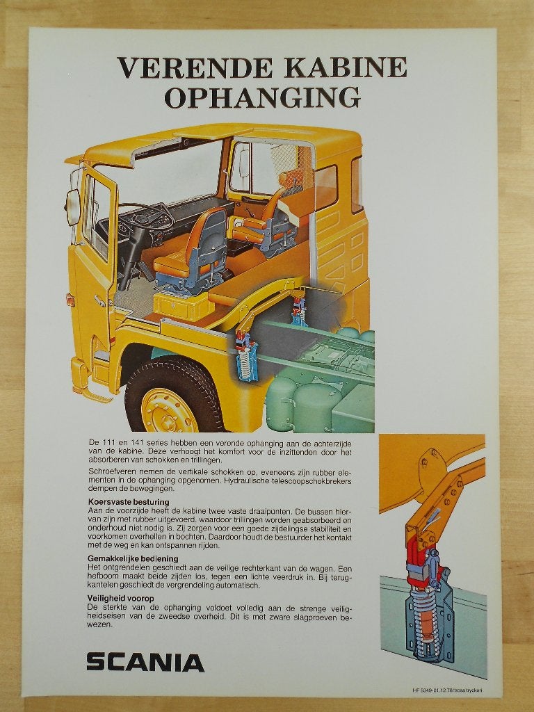 Scania 111 en 141 Cabine Vering Folder 1978, Ophalen of Verzenden, Zo goed als nieuw, Overige merken, Scania