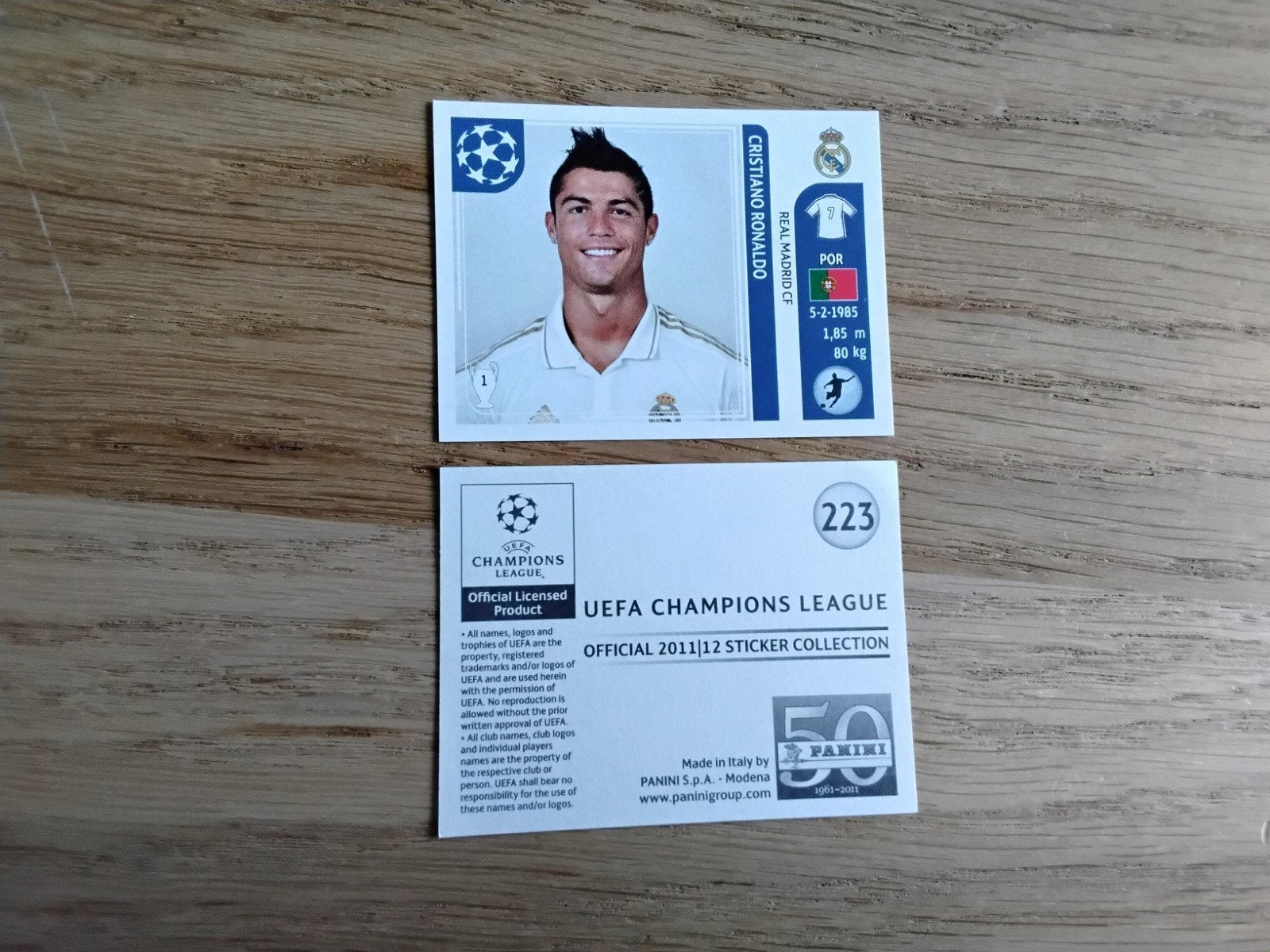 Panini Sticker Cristiano Ronaldo Champions League 2011/12, Ophalen of Verzenden, Zo goed als nieuw, Buitenlandse clubs, Poster, Plaatje of Sticker