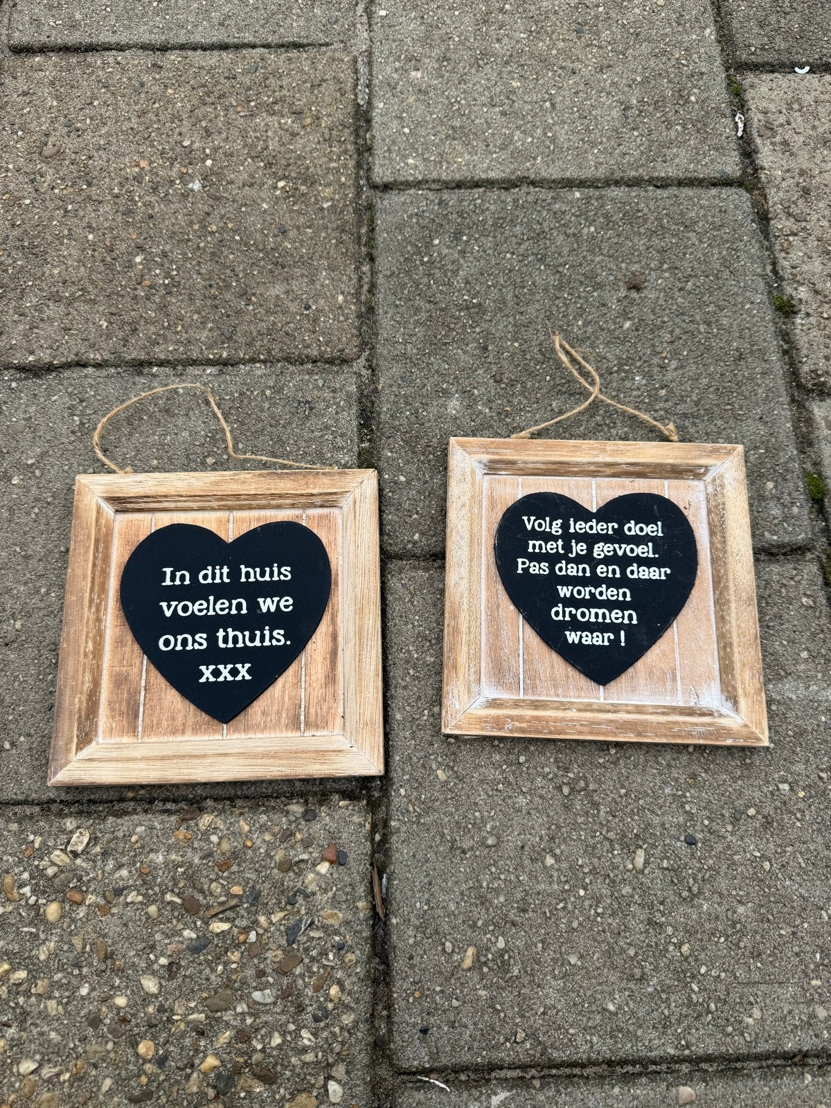 Houten wanddecoratie met inspirerende teksten (2 stuks), Hout, Ophalen of Verzenden, Bruin, Landelijk