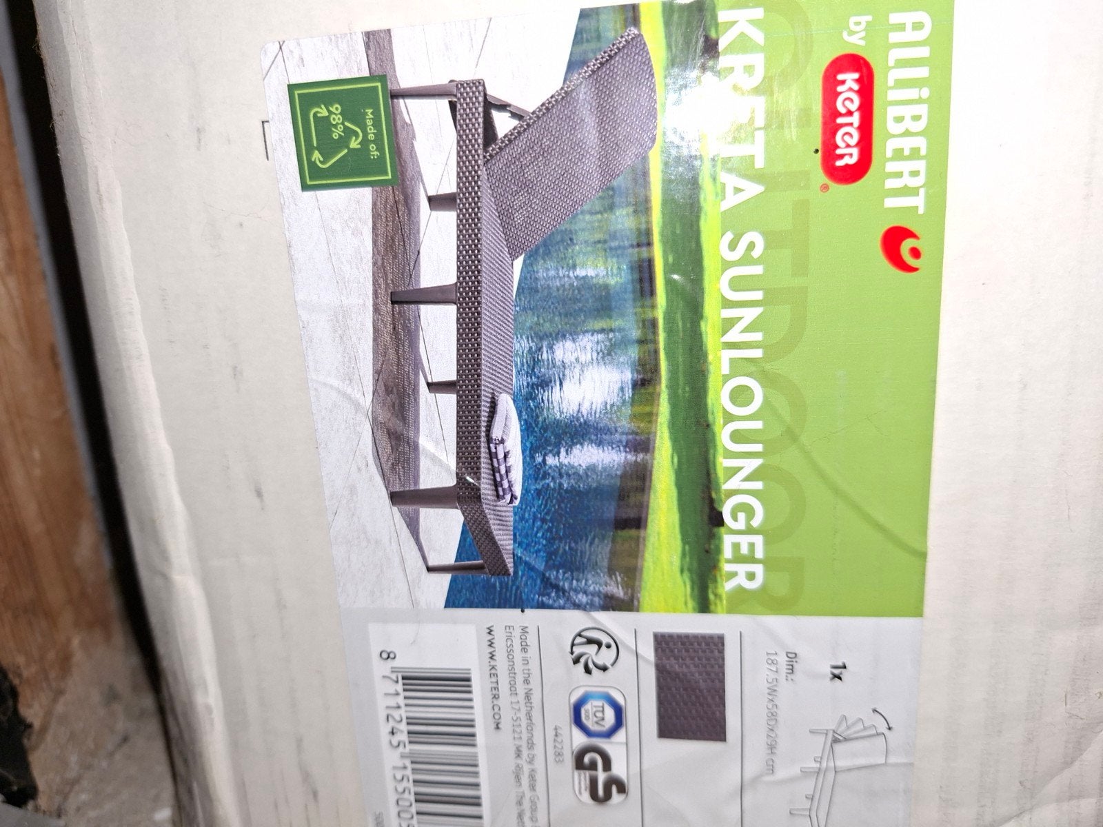 Keter Allibert Kreta Sunlounger - Nieuw in doos, Ophalen, Nieuw, Kunststof, Verstelbaar