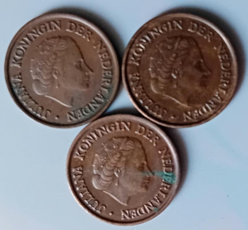 3 stuks bronzen stuiver muntjes juliana 1951, Postzegels en Munten, Ophalen of Verzenden, Overige typen