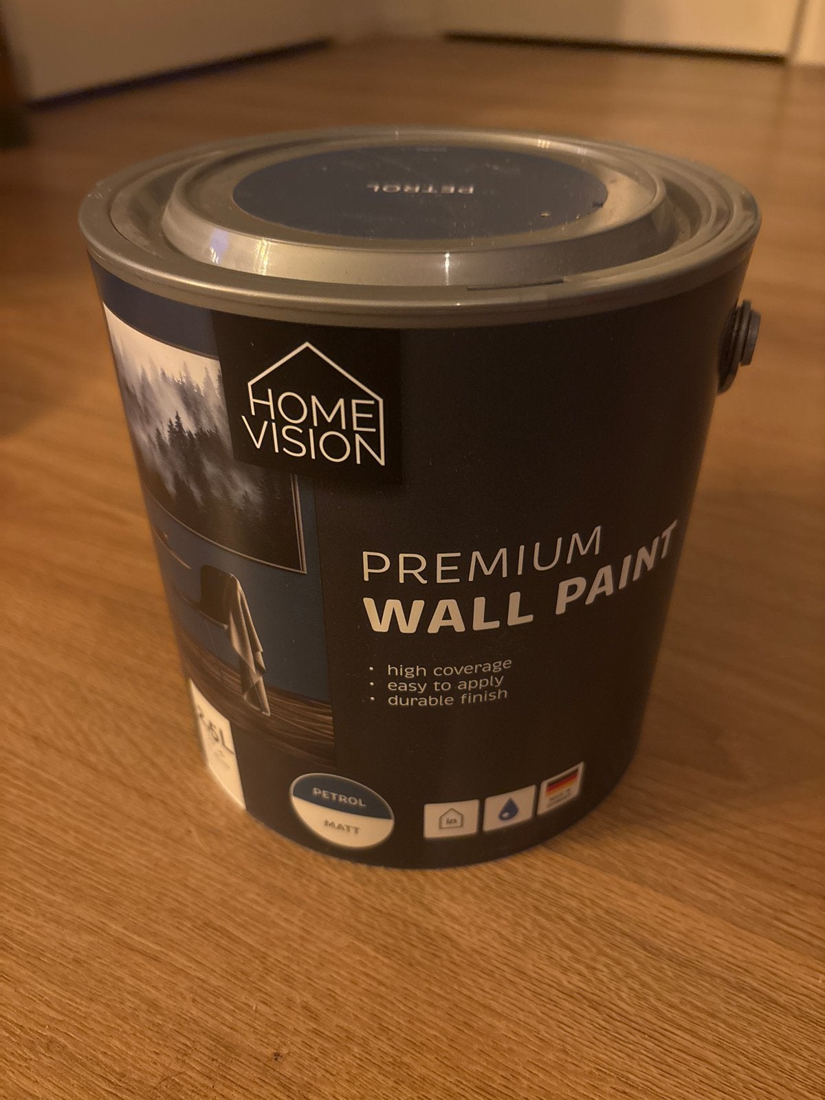 Home Vision Premium Muurverf Petrol Mat 2,5L Ongebruikt, Blauw, Nieuw, Ophalen of Verzenden, Verf