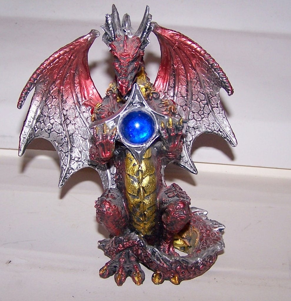 Fantasy Draak Beeldje met Blauwe Bol. Nwst., Ophalen of Verzenden, Zo goed als nieuw, Fantasy