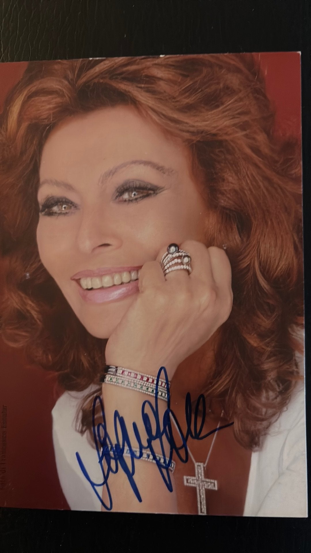SOPHIA LOREN Originele kaart met ECHTE handtekening, Verzenden, 1980 tot heden, Ongelopen, Sterren en Beroemdheden