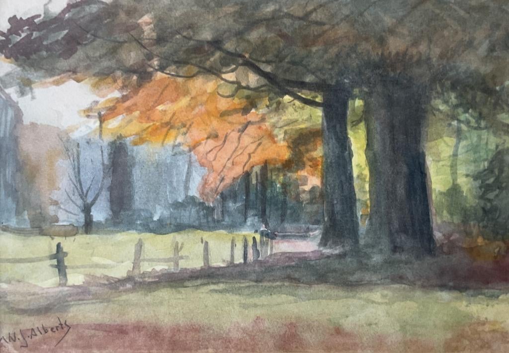 Willem Jacobus Alberts (1912-1990) - 2 ingelijste aquarellen, Antiek en Kunst, Kunst | Schilderijen | Klassiek, Ophalen of Verzenden