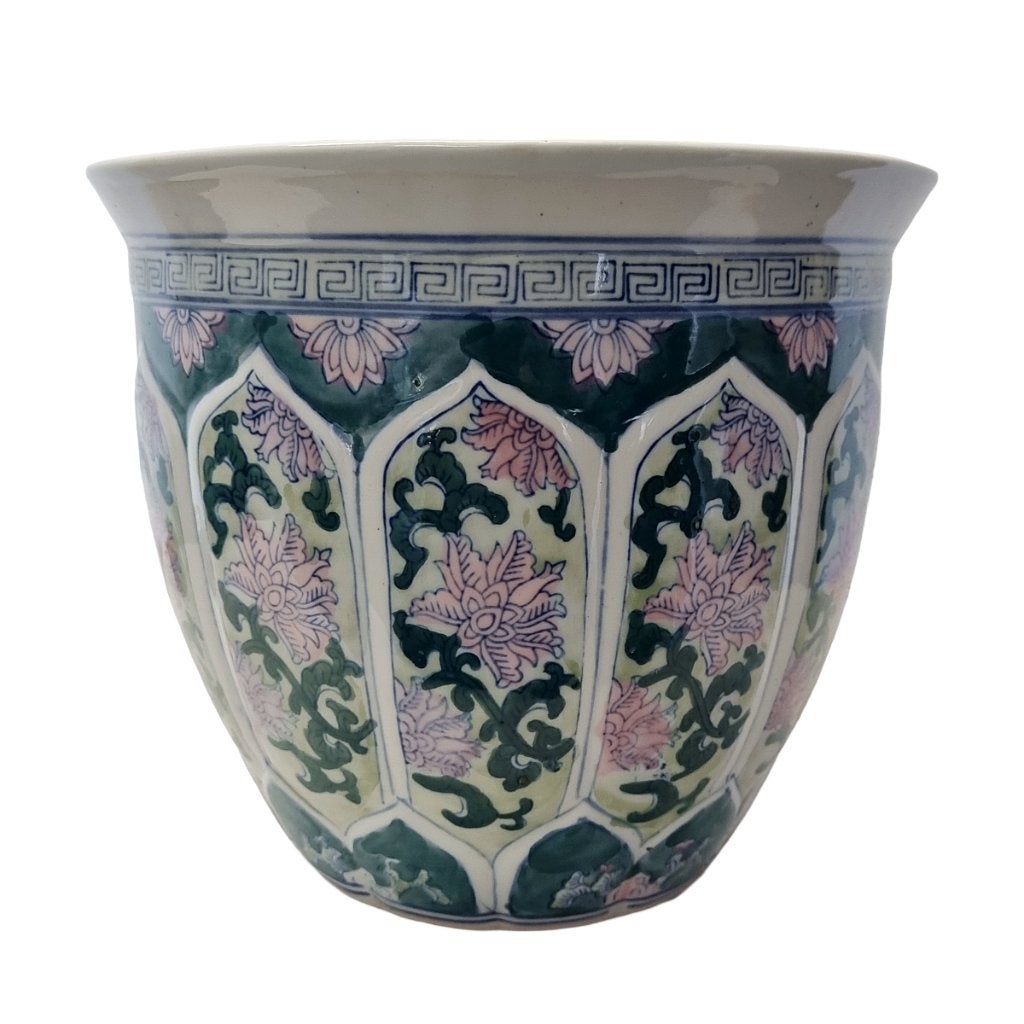 Vintage handbeschilderde Chinese plantenpot, Tuin en Terras, Bloempotten, Rond, Ophalen of Verzenden, Zo goed als nieuw, Balkon