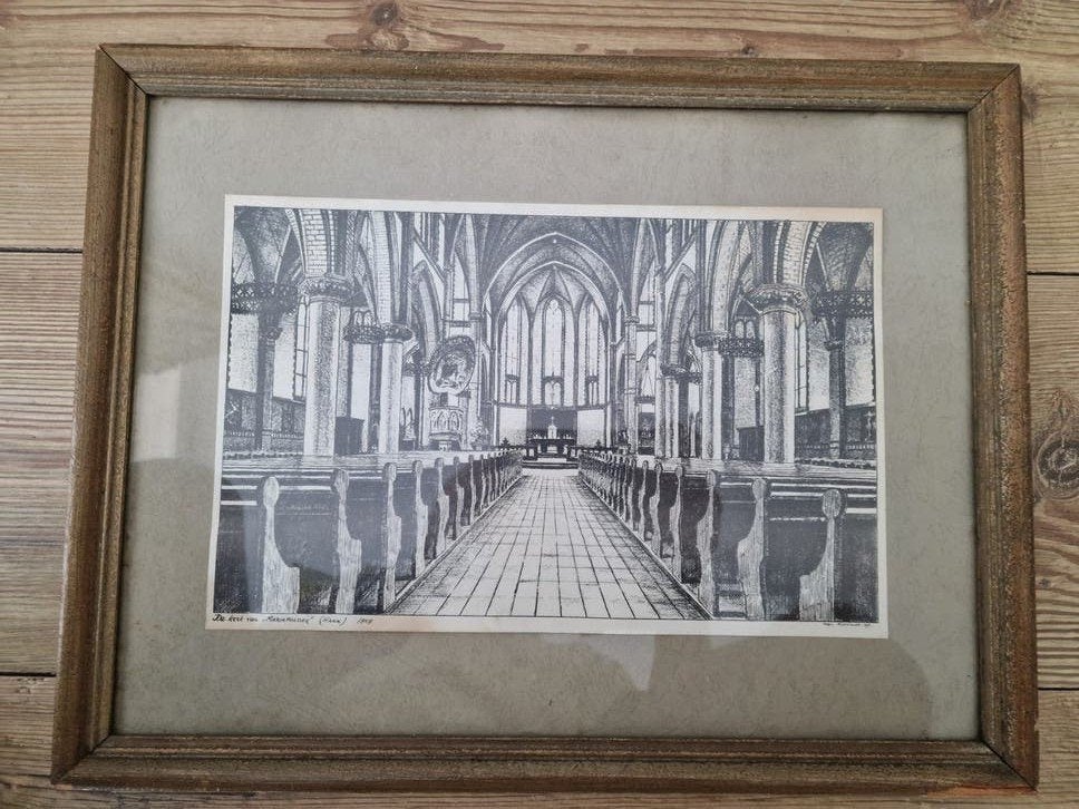 Prent Sint-Christoffelkathedraal Roermond door R. Klouwen, Antiek en Kunst, Ophalen of Verzenden