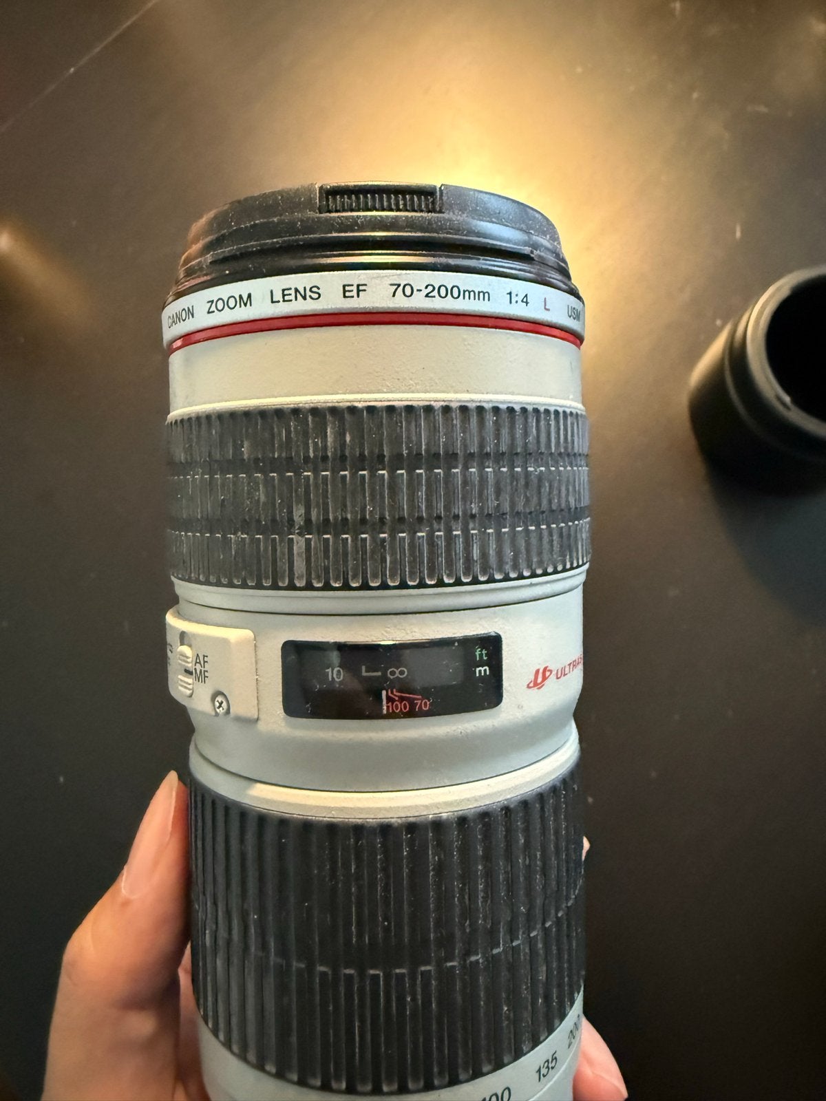 Canon EF 70-200mm f/4 L USM + 1.4x Extender + ET-74 kap, Gebruikt, Canon, Autofocus, 280 mm