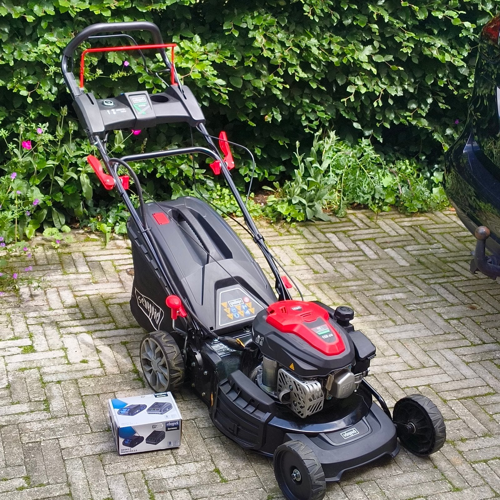 Scheppach Benzinemaaier PML46-150ES  electrische start, Ophalen of Verzenden, 50 cm of meer, Mulchfunctie