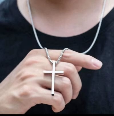 Ketting (kruis) RVS, Christelijk geloof -Nieuw Cadeau, Nieuw, Ophalen of Verzenden, Zilver, Overige materialen