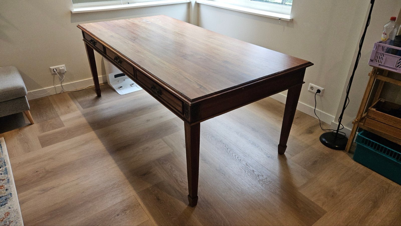 Grote massief houten eettafel Jan Frantzen – 200  100 cm –, Ophalen, Gebruikt, 200 cm of meer, 50 tot 100 cm