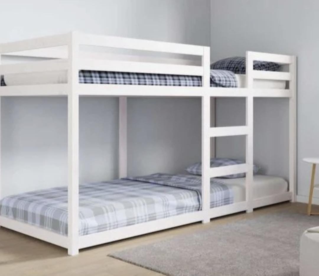 Wit stapelbed van massief grenenhout (80x200 cm), Ophalen, Tweepersoons, Zo goed als nieuw, 80 cm