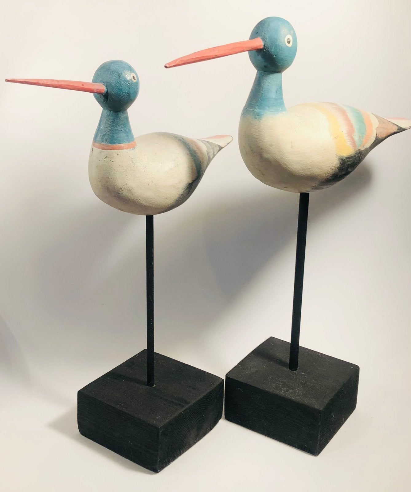 Twee leuke, houten zeevogels, kleurig, meeuwen, Ophalen of Verzenden