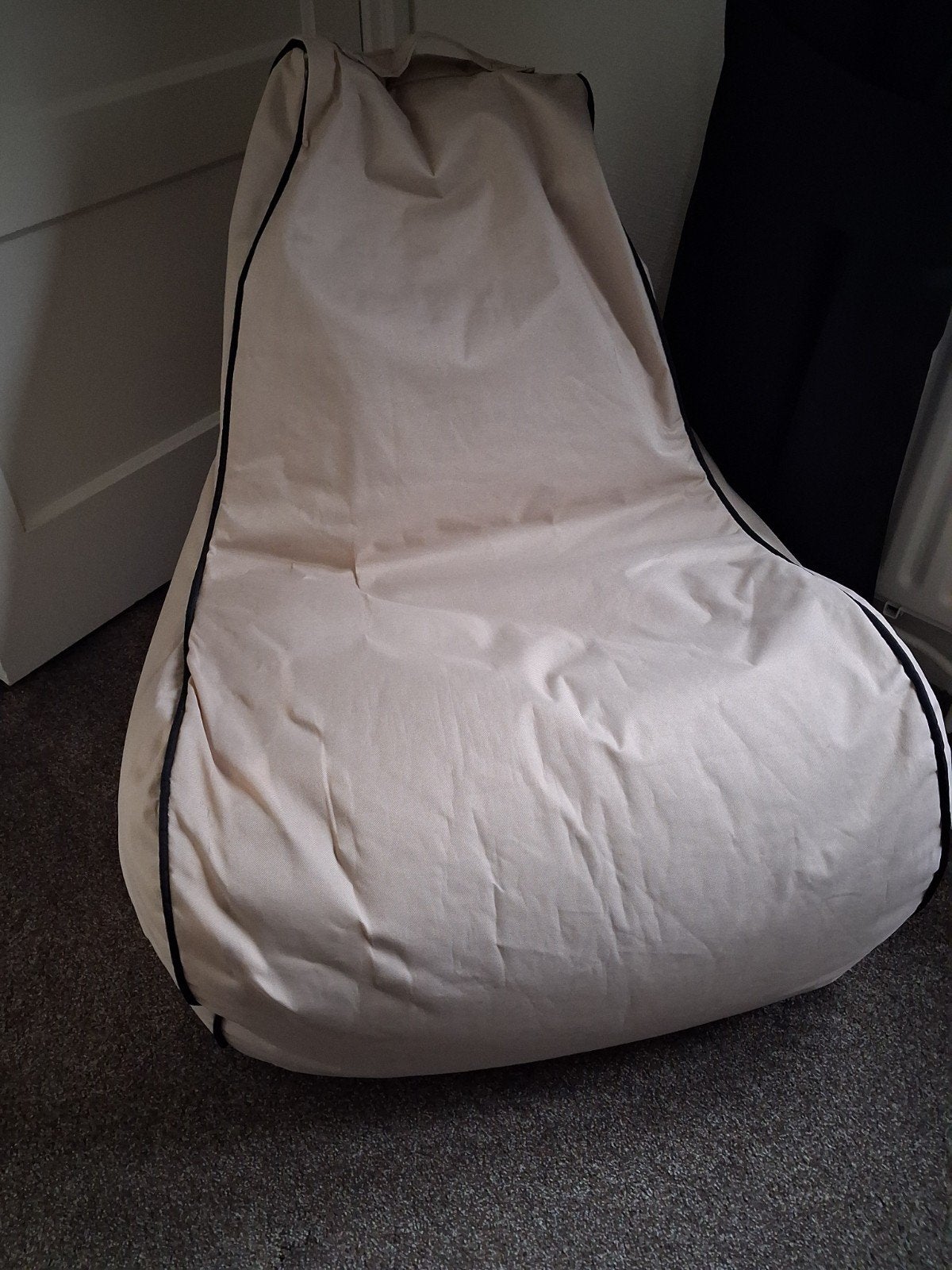 Comfortabele zitzak - Beige met zwarte bies, Ophalen, Gebruikt, Beige, Zitzak