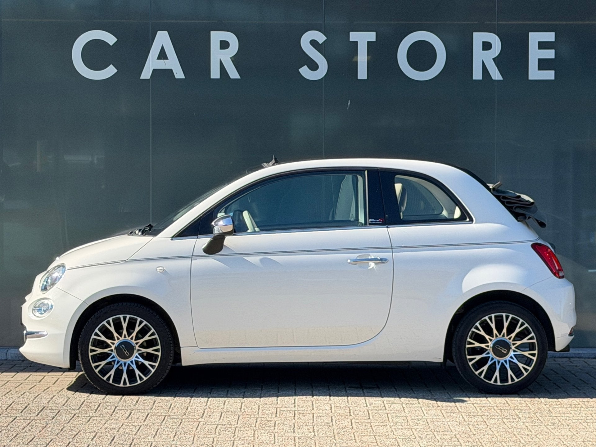 Fiat 500 C 0.9 TwinAir Turbo Collezione NAV NL AUTO, Auto's, Gebruikt, Cabriolet, Leder en Stof, Wit