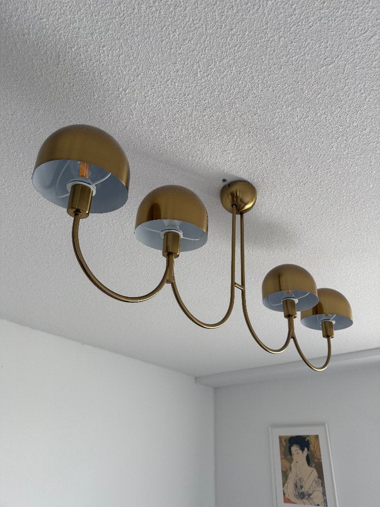Modern Brass Ceiling Lamp – 4 Light Points (Westwing), Ophalen of Verzenden, Zo goed als nieuw, Metaal