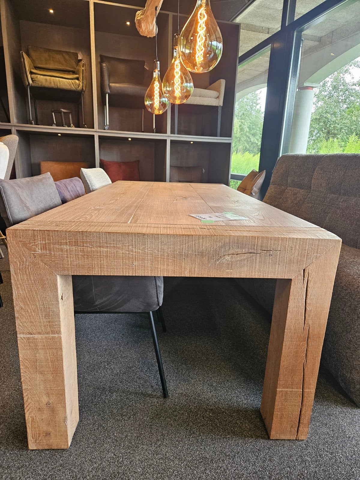 Massief eiken tafel gerookt witte olie opruiming, Verzenden, 50 tot 100 cm, Rechthoekig, Nieuw