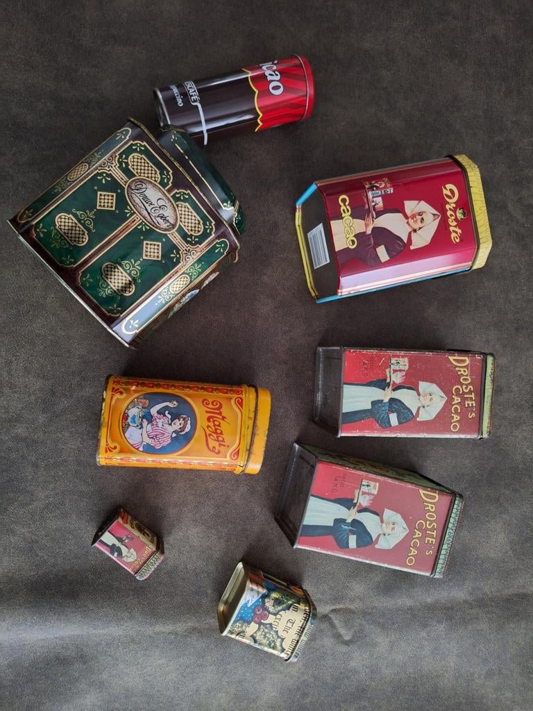 Vintage blikken: Douwe Egberts, Droste, Maggi, Nescafé, Verzamelen, Ophalen, Gebruikt, Koffie, Douwe Egberts