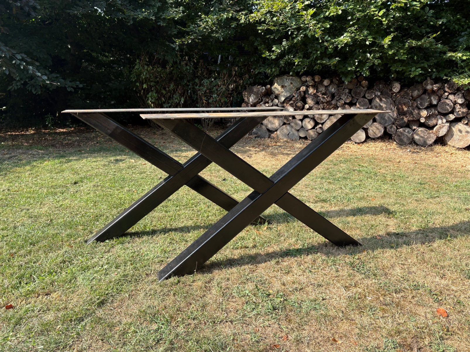 Stalen tafelpoten X vorm, Huis en Inrichting, Tafelonderdelen, Ophalen, Minder dan 50 cm, Gebruikt, 50 tot 100 cm
