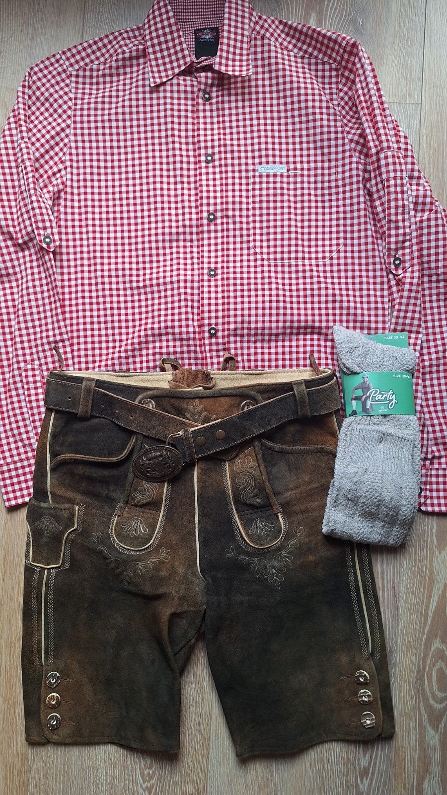 Lederhose 46 Overhemd kousen oktoberfeest, Maddox, Ophalen of Verzenden, Overige thema's, Gedragen