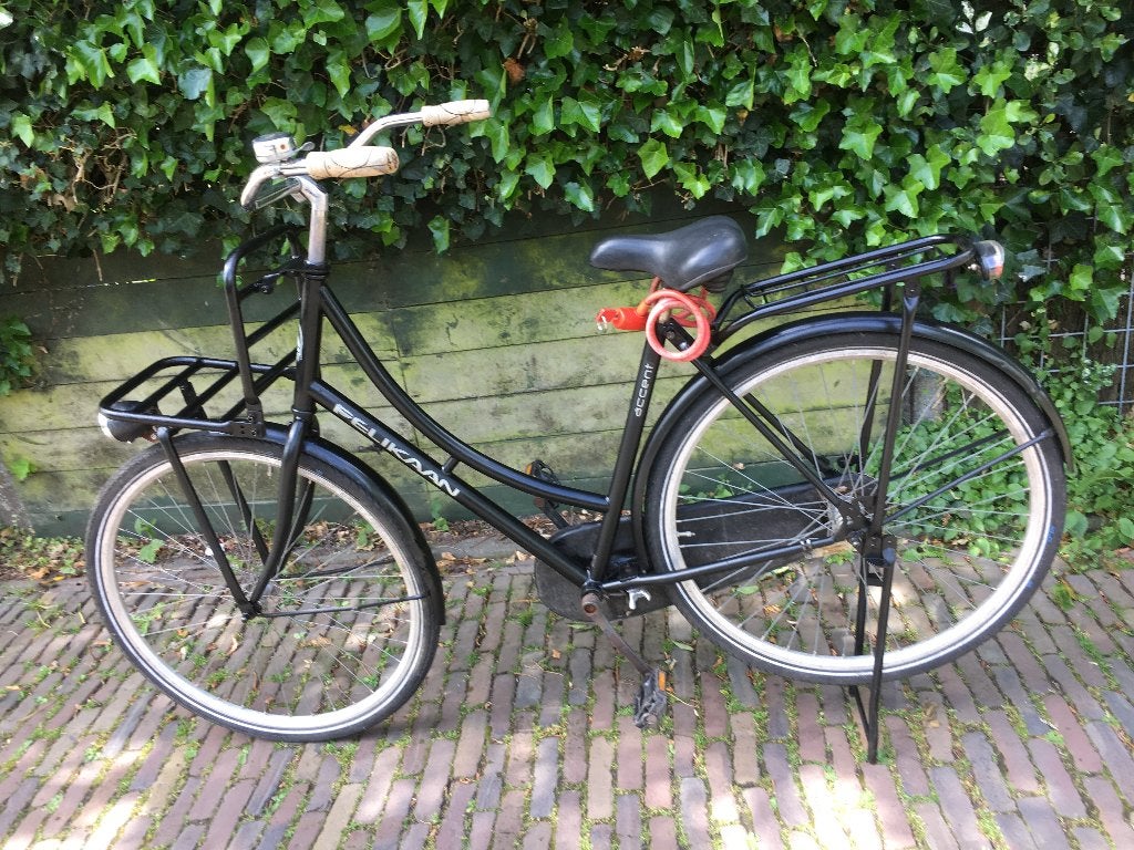 Oma fiets 28 inch slot, verlichting, frame 53cm, rekje voor, Terugtraprem, Gebruikt, Handrem, 50 tot 53 cm