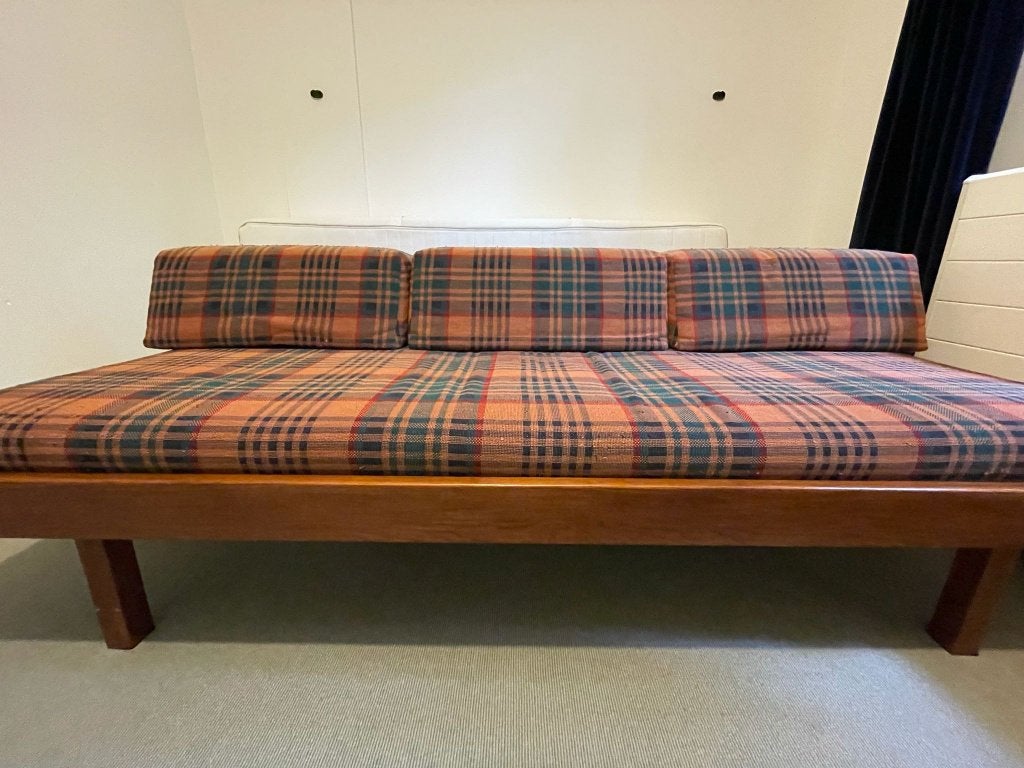 Vintage bedbank, Ophalen, Gebruikt, 75 tot 100 cm, Stof