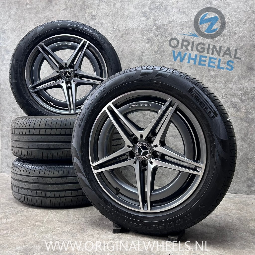 19 inch originele  AMG velgen + zomerbanden Mercedes EQC, Auto-onderdelen, Banden en Velgen, 19 inch, Gebruikt, Banden en Velgen