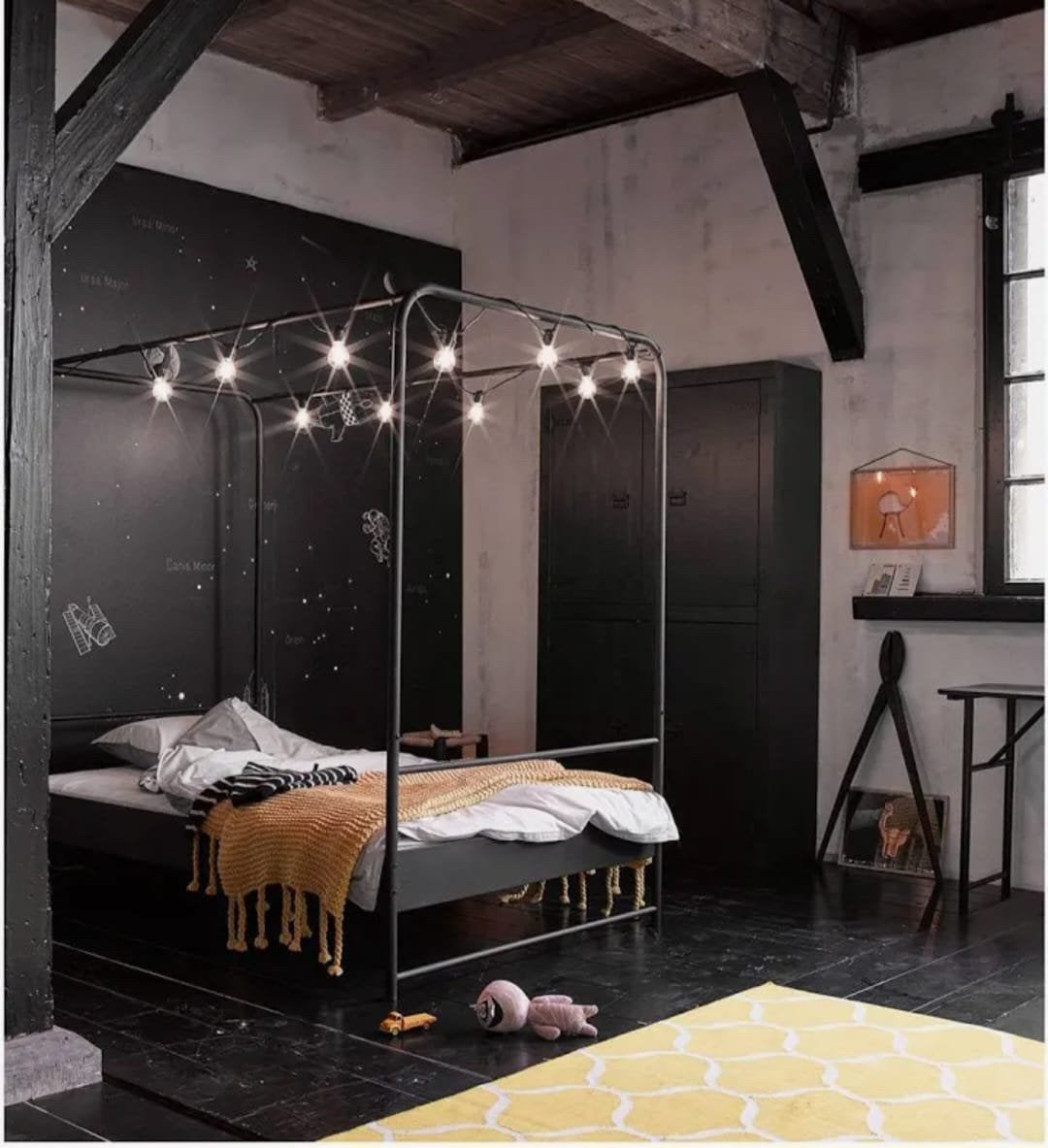 VT wonen hemelbed 90x200cm zwart, Huis en Inrichting, Slaapkamer | Bedden, Ophalen, 90 cm, Eenpersoons, Zwart
