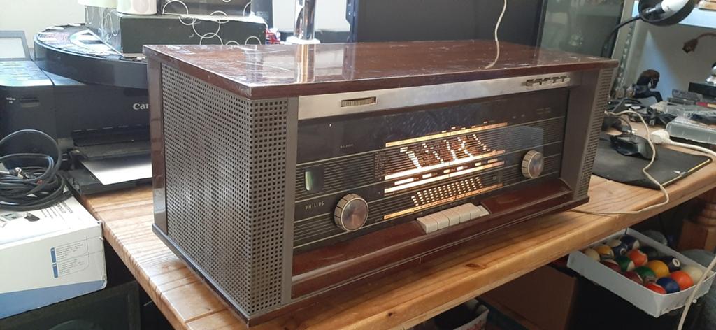 Vintage Philips B5X44A Buizenradio - Stereo Bi-Ampli, Ophalen of Verzenden, Gebruikt, Radio