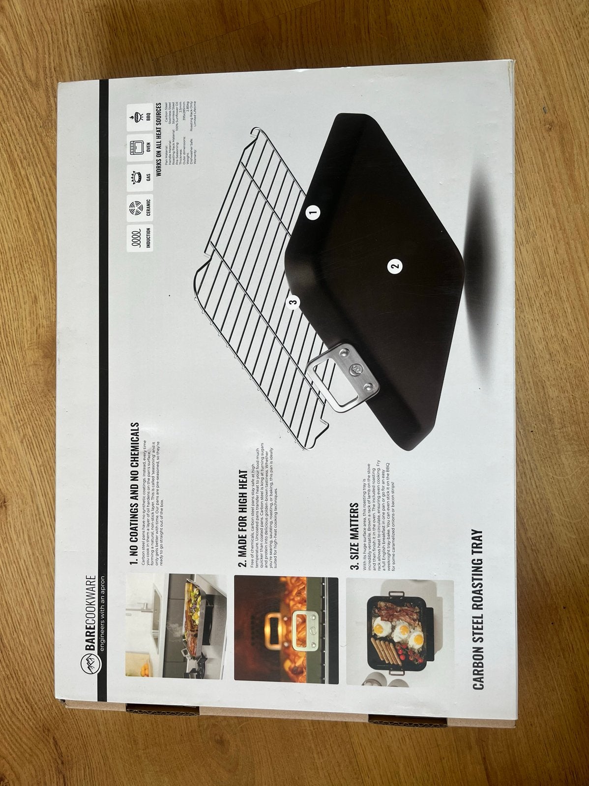 Bare Cookware Carbon Steel Braadslede met Rooster, Overige materialen, Braadpan, Nieuw, Ophalen of Verzenden