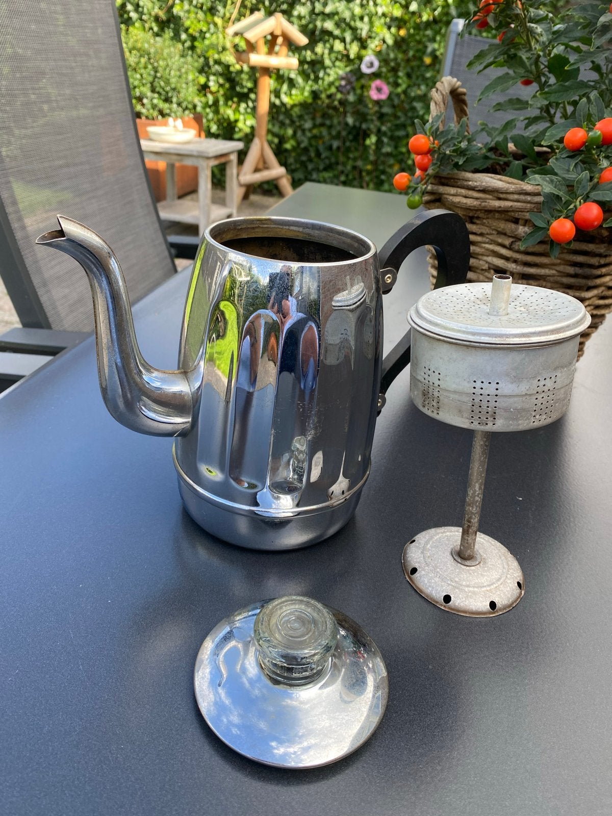 Vintage percolator koffiezetapparaat, Gebruikt, Koffiemachine, Gemalen koffie, Ophalen of Verzenden