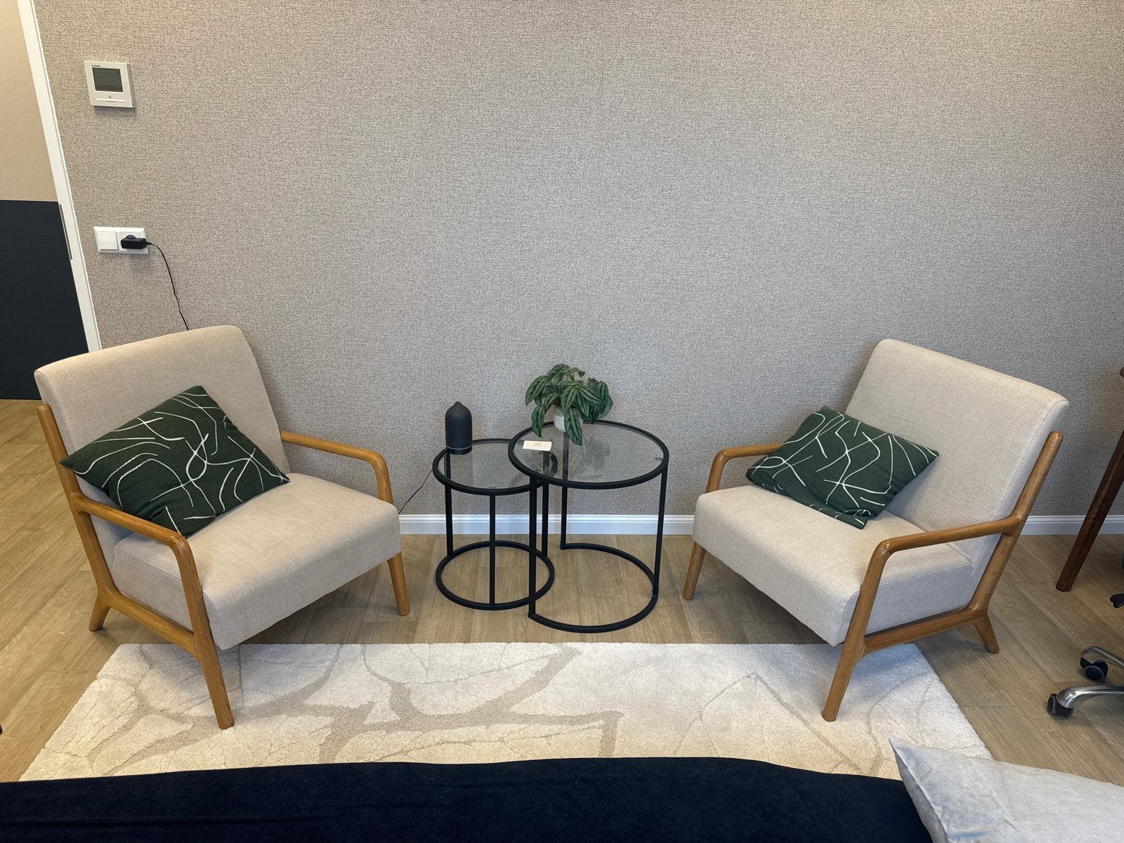 Essenhouten linnen 2 fauteuils set Zara Home, Huis en Inrichting, Ophalen, 75 tot 100 cm, Zo goed als nieuw, 50 tot 75 cm