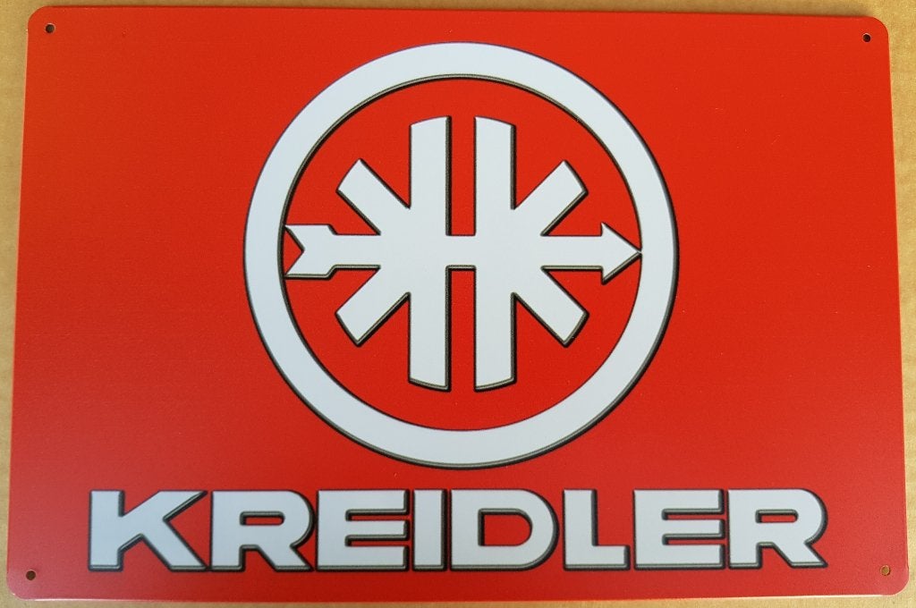 Kreidler logo rood reclamebord van metaal wandbord decoratie, Reclamebord, Info@deconoord.nl, Deco Noord, Nieuw