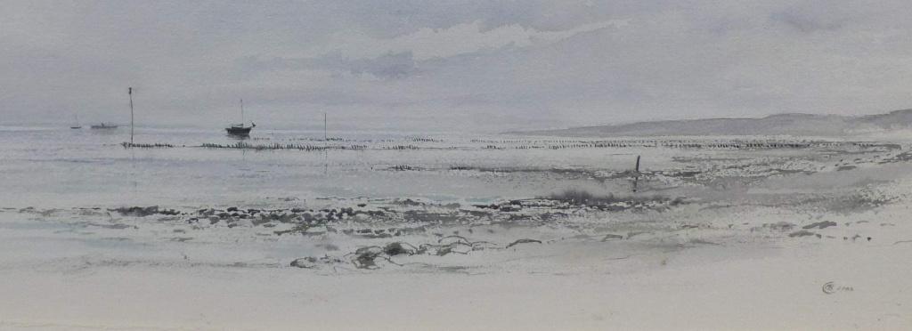 Aquarel van de wadden, Frans Berkhout uit Workum, Ophalen of Verzenden