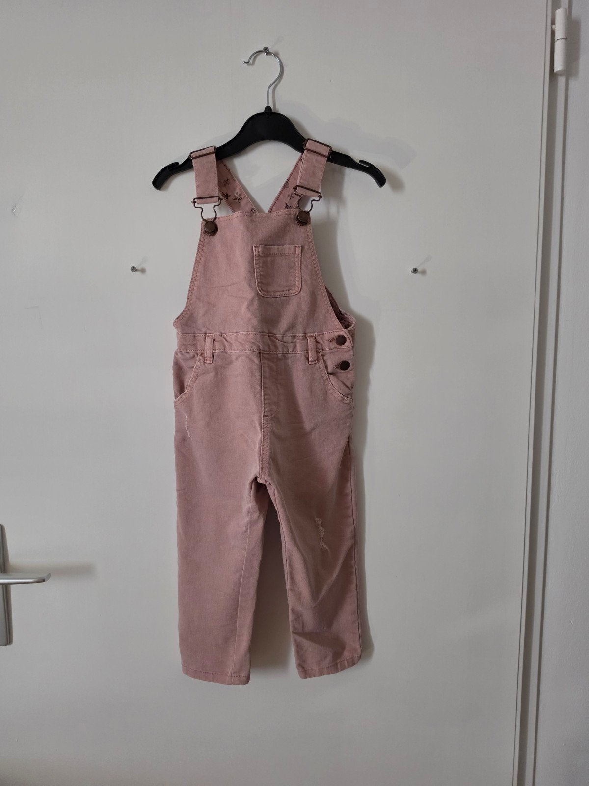 Zara denim spijkerstof tuinbroek roze 98 als nieuw, Broek, Meisje, Ophalen of Verzenden, Zo goed als nieuw