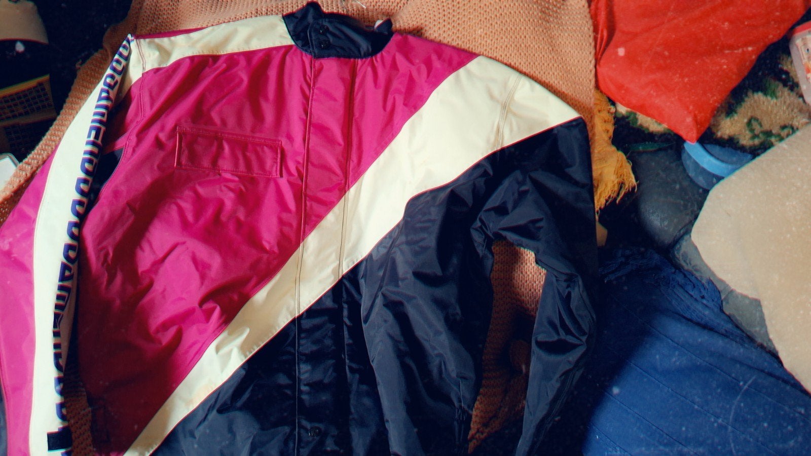 Vintage ski-jack XXL - Roze, Zwart, Wit met paarse voering, Onbekend, Meerkleurig, Nieuw, Overige maten