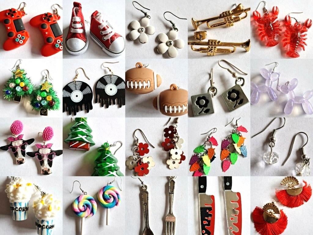 Sale partij 20 Leuke, grappige, mooie, bijzondere oorbellen, Overige materialen, Hangers, Overige kleuren, Verzenden