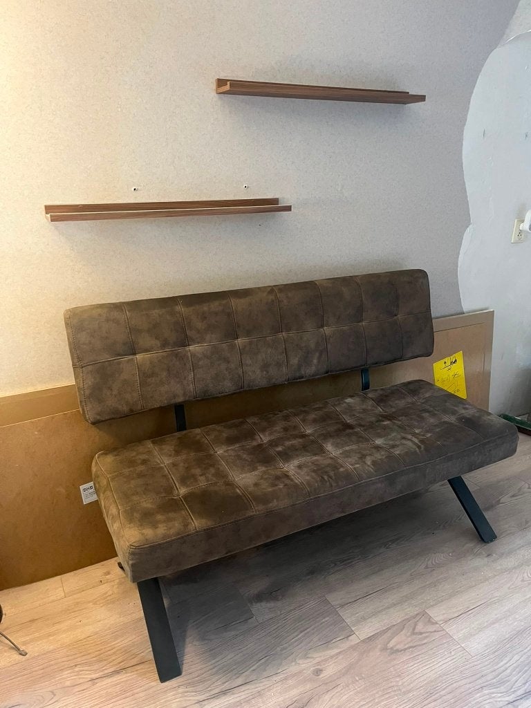 keukenbank 140cm bruin, Ophalen, Gebruikt, Minder dan 75 cm, Driepersoons