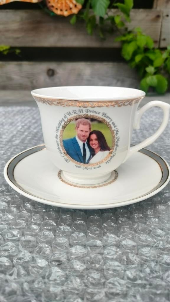 Koninklijke Kop en Schotel - huwelijk  Harry & Meghan, Ophalen of Verzenden, Zo goed als nieuw