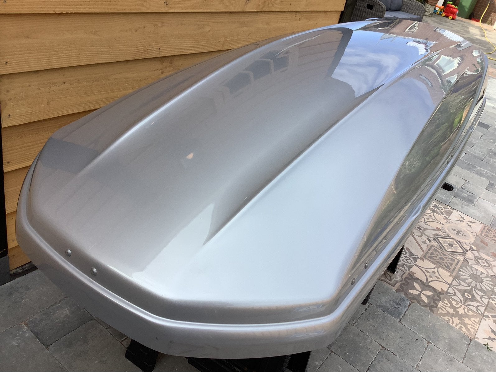 Nette grijze BMW XXL box, 460Li , 230x82x40cm, dual size, Auto diversen, Dakkoffers, Ophalen, Gebruikt