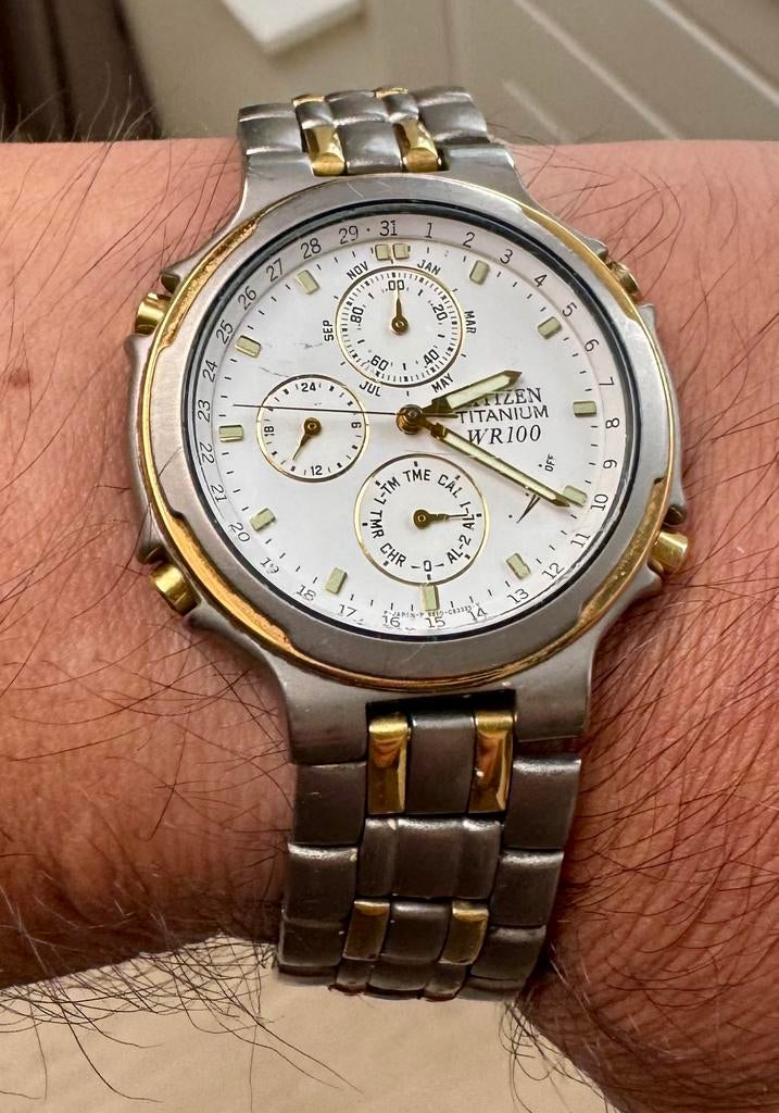 Citizen Titanium Chronograph - Cal. 6850 - Vintage 1994, Ophalen of Verzenden, Zo goed als nieuw, Jongen of Meisje