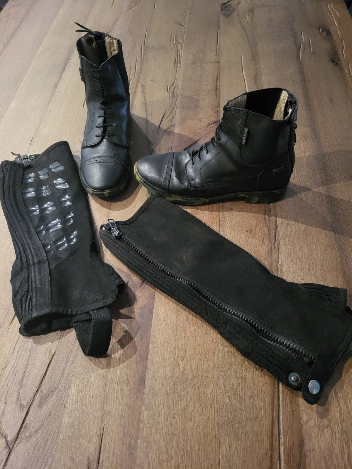 Epplejeck Jodhpurs (maat 38) en chaps (maat xs), Gebruikt, Dressuur, Ophalen of Verzenden, Zwart