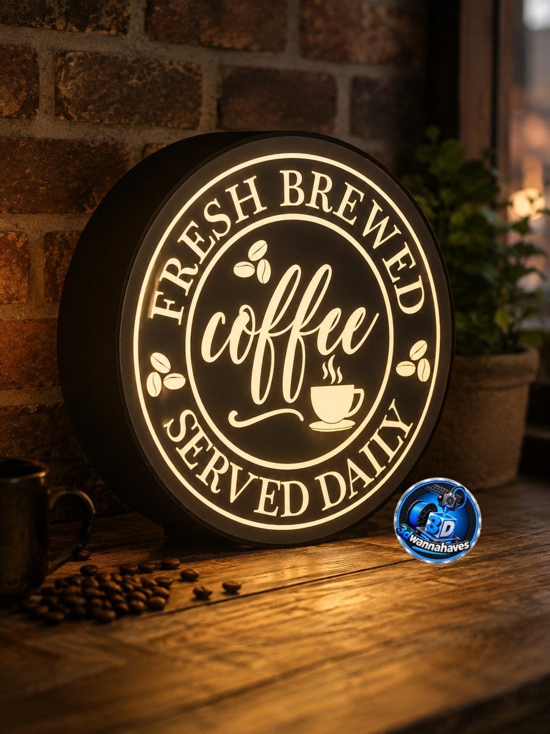 Coffee Fresh Brewed Lichtbak met LED Verlichting, Verzamelen, Ophalen of Verzenden, Nieuw, Lichtbak of (neon) lamp