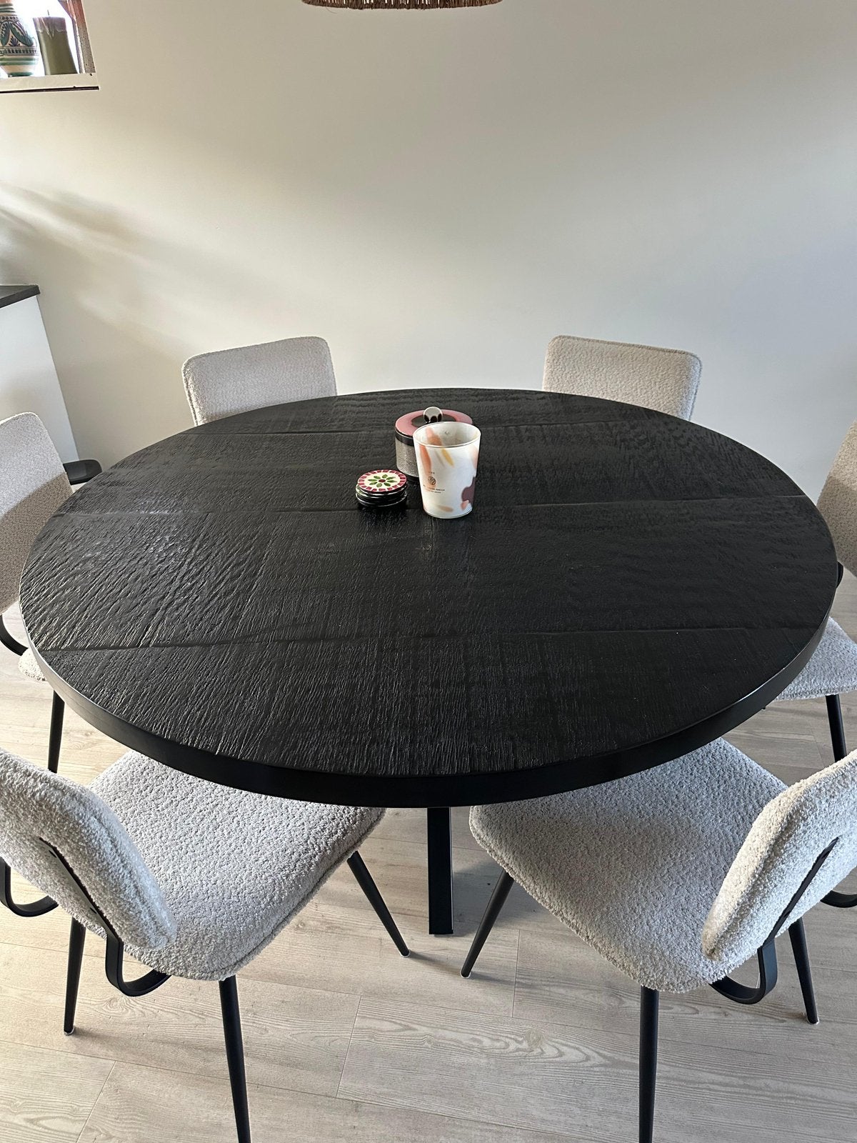 Ronde eettafel Ø150 zwart mangohout | Wehkamp Home, Ophalen, 100 tot 150 cm, Rond, Zo goed als nieuw